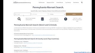 Pennsylvania Warrant Search (Active / Outstanding Arrest, Bench, and Felony Lookup).