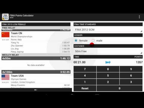 Fina Points Calculator Demo