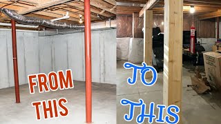 Easy method to cover up basement beams