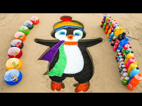 How to make Rainbow Christmas Penguin with Orbeez, Balloons Coca Cola, Fanta, Schweppes vs Mentos