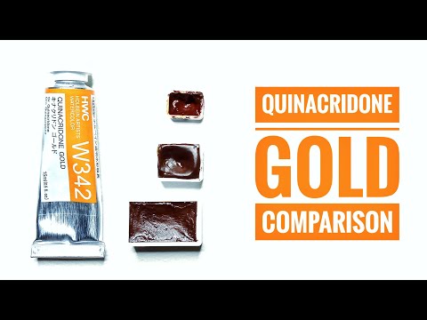 Quinacridone Gold Watercolor - Comparison & Mixing My Own - Holbein, Roman Szmal, Winsor & Newton