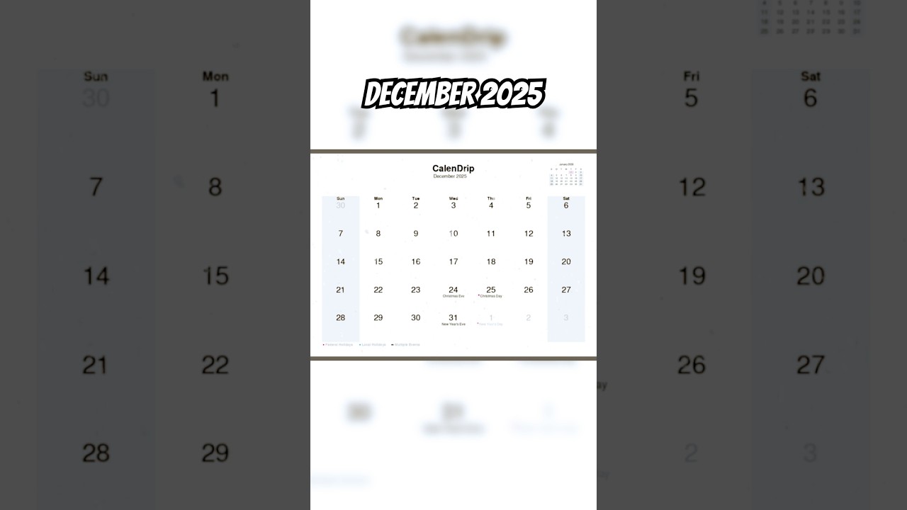 Calendar December 2025 #monthsoftheyear