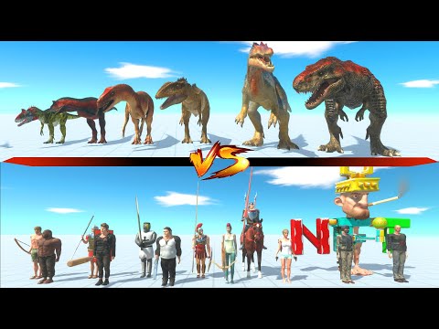 Modern & ancient humans vs carnivore dinosaurs - Animal Revolt Battle Simulator