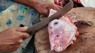 Live Goat Head Cleaning & Cutting Into Pieces