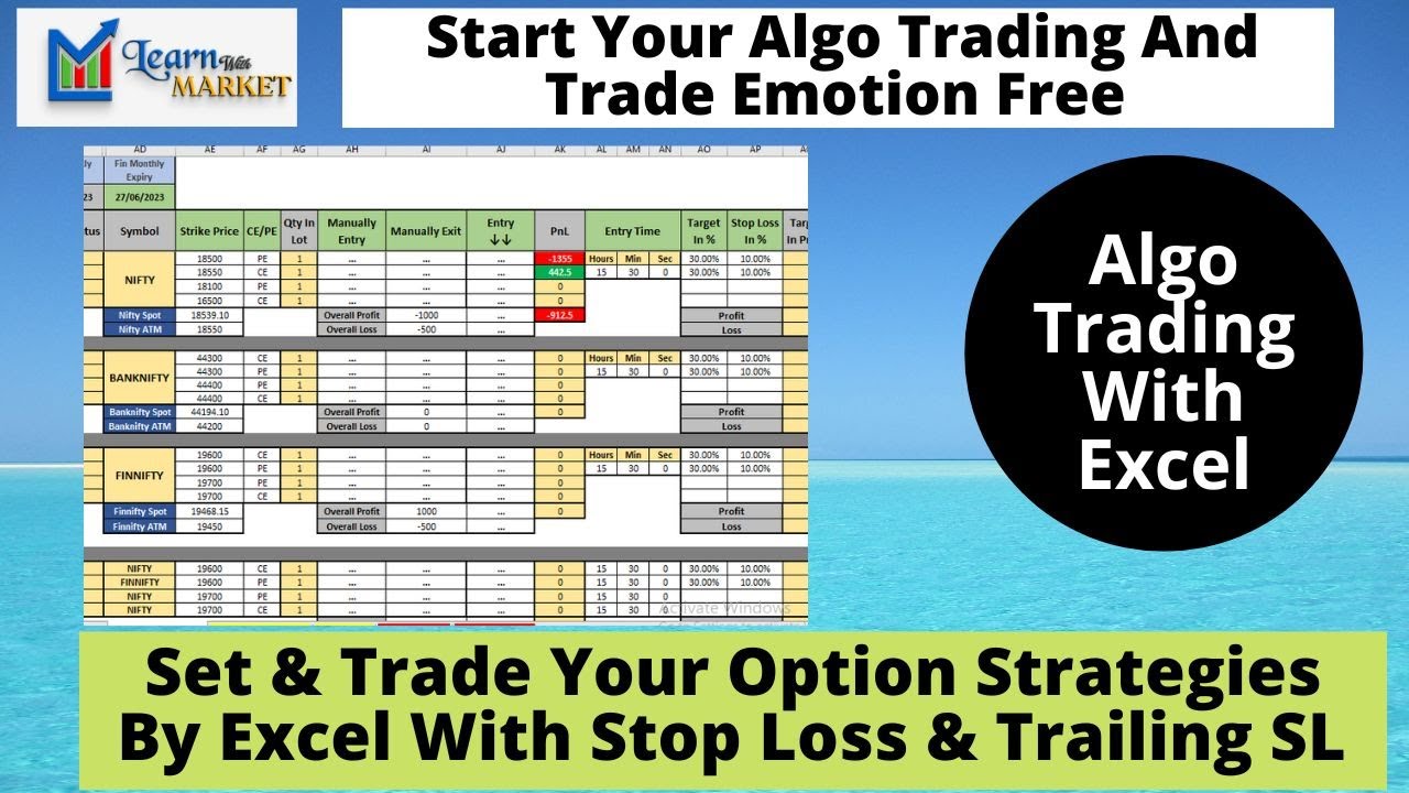 Algo Trading With Excel || Set & Trade Your Option Strategies By Excel With Stop Loss & Trailing SL