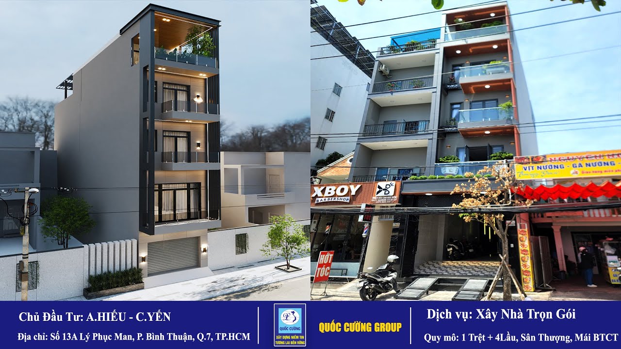 Thăm Nhà Anh Hiếu – Chị Yến ở Quận 7, TP.HCM. Nhà 5 Lầu, Sân Thượng, Mái BTCT.