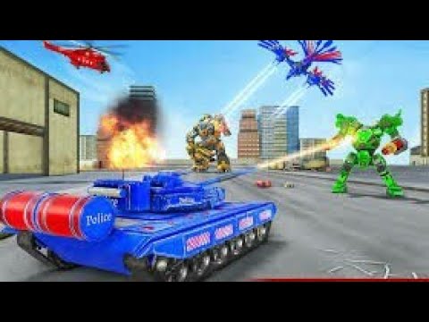 Tank Robot Game | Flying Eagle police Robot Car 3D | Chari Games