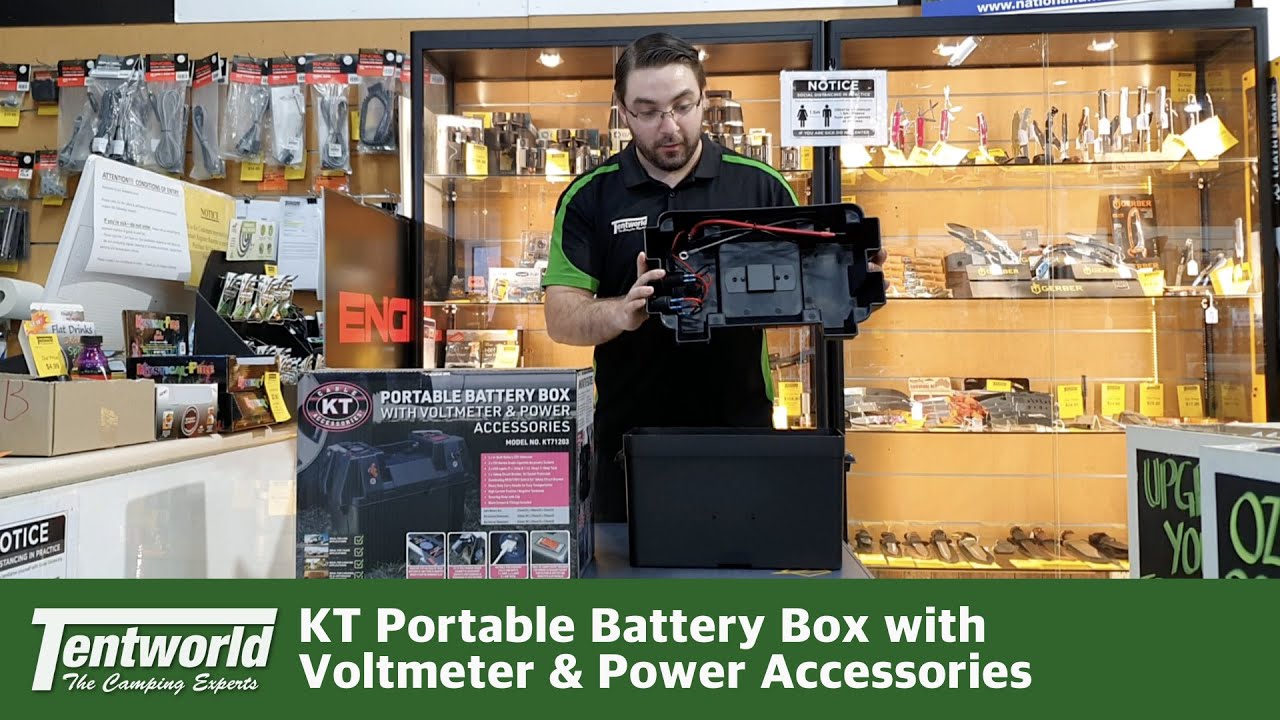 KT Portable Battery Box with Voltmeter & Power Accessories