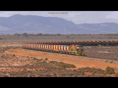 AUSTRALIA'S OUTBACK IRON ORE TRAINS - Aurizon Distributed Power Ore Trains in South Australia
