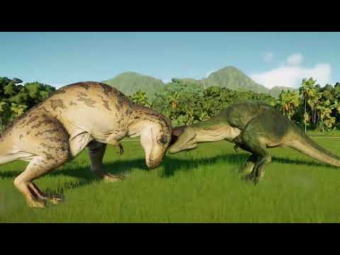 Tyrannosaurus vs Acrocanthosaurus vs Dilophosaurus : Jurassic World Evolution 2