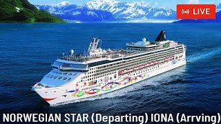 SHIPS TV - Iona Arriving & Norwegian Star Cruise Ship Departing Port of Southampton (LIVE)
