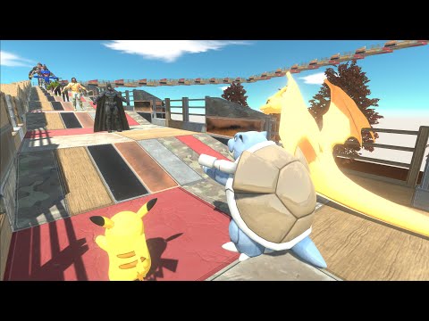 PIKACHU AND BLASTOISE VS CHARAZAD DEATH RUN - Animal Revolt Battle Simulator