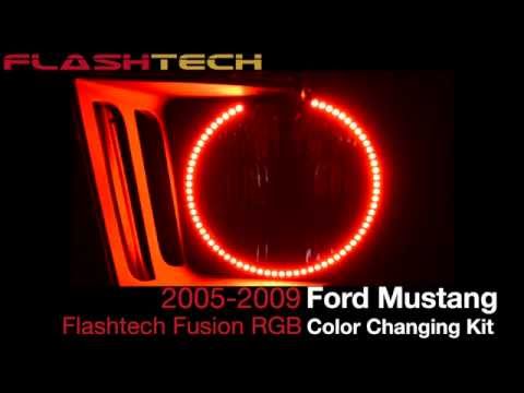 FLASHTECH LIGHTING Ford Mustang V.3 Fusion Color Change LED Halo Headlight Kit (2005-2009)