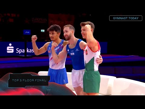 Top 3 in Floor Final - 2022 Munich European Championship - Men's Artistic Gymnastics