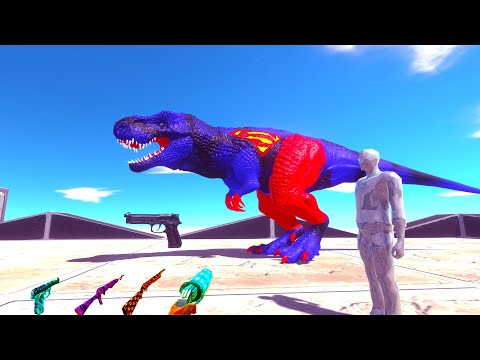 FPS AVATAR AND T-REX SUPERMAN VS DINOSAURS DEATH RUN MISSION - Animal Revolt Battle Simulator