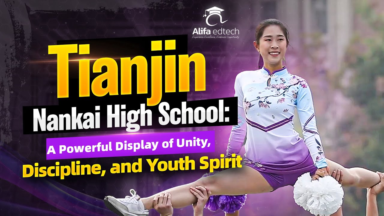 Tianjin Nankai High School students in purple uniforms demonstrating unity, discipline and youth spirit at school event