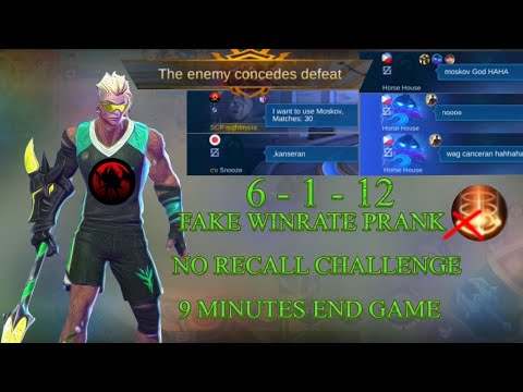 MOSKOV FAKE WINRATE PRANK + NO RECALL CHALLENGE = 9MIN GG(HANABI TRYING TO STEAL EVERYTHING FROM ME)