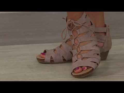 Earth Origins Leather Lace-up Wedges - Harley on QVC