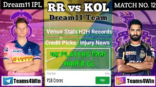 RR vs KKR DREAM11 GL TEAM | RR vs KKR Dream11 Team | RR vs KKR IPL Dream11 | RR vs KKR DREAM11 IPL