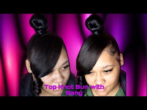 How to Do a Sleek Top Knot Bun with Weave and Curly...