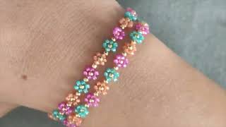 Tutorial flower bracelet or necklace, very easy for beginners too