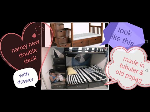 Making double deck with drawer home made .using tubular frame & plywood