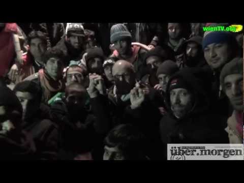 Jean Ziegler bei den Flüchtlingen in der Votivkirche Wien