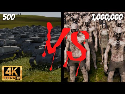 500 SHERMAN TANKS VS 1 MILLION ZOMBIES | 4K BATTLE SIMULATOR
