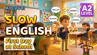 Tom First Day at school | Slow English (A1 Level) | Easy English Listening Practice #dailyenglish