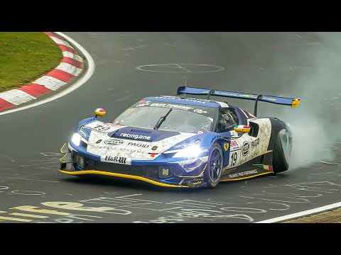 Nürburgring CRASH Ferrari 296 GT3 - NLS Race 2 Nordschleife 01 04 2023