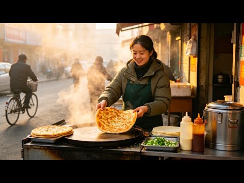 Morning Flatbread Stall at University Campus in Northeast China