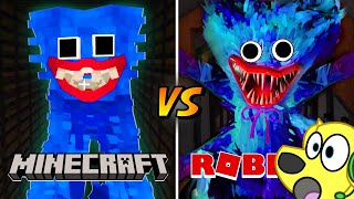 MINECRAFT vs ROBLOX POPPY PLAYTIME… Huggy Wuggy SCARY MOMENTS
