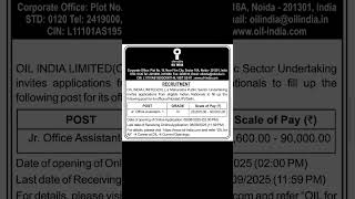 Download lagu Oil India Limited Recruitment 2025 | Jr. Office Assistant | ₹26,600–90,000 Salary mp3 Download lagu Oil India Limited Recruitment 2025 | Jr. Office Assistant | ₹26,600–90,000 Salary mp3