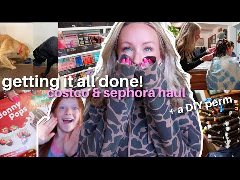 GET IT ALL DONE // costco haul + sephora haul + DIY perm at home!