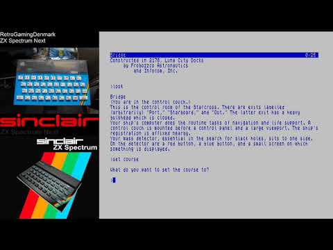 ZX Spectrum Next. Testing out John Elliott's ZXZVM Z-Machine Interpreter. Starcross 1982. No audio.