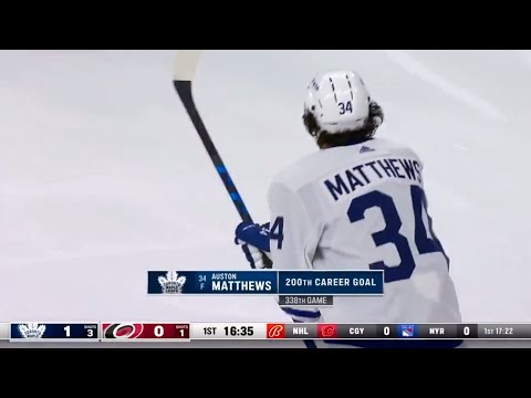 Auston Matthews notches NHL career goal number 200 | October 25, 2021 | Maple Leafs @ Hurricanes