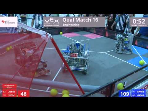 VEX Worlds 2016 - VRC High School - Engineering - Qual 16 (2011B 5107C) 48 vs 196 (6740B 6430B)