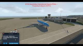 X PLANE    B738   EMERGENCY LANDING AT    VTMA  Flight Plan Seychelles Intl FSIA    Trivandrum Airpo
