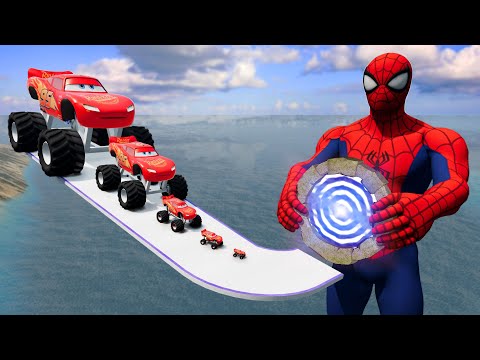 Big & Small Lightning Mcqueen vs Portal Trap To Another Universe From Spider-man | BeamNG.Drive