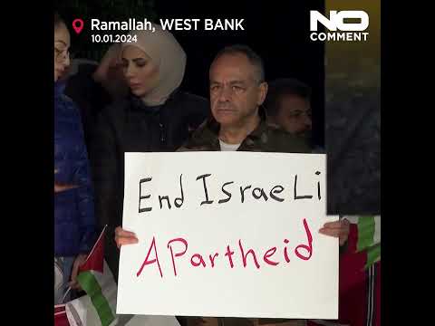 Palestinians gather in Ramallah's Nelson Mandela Square to thank South Africa for its genocide case