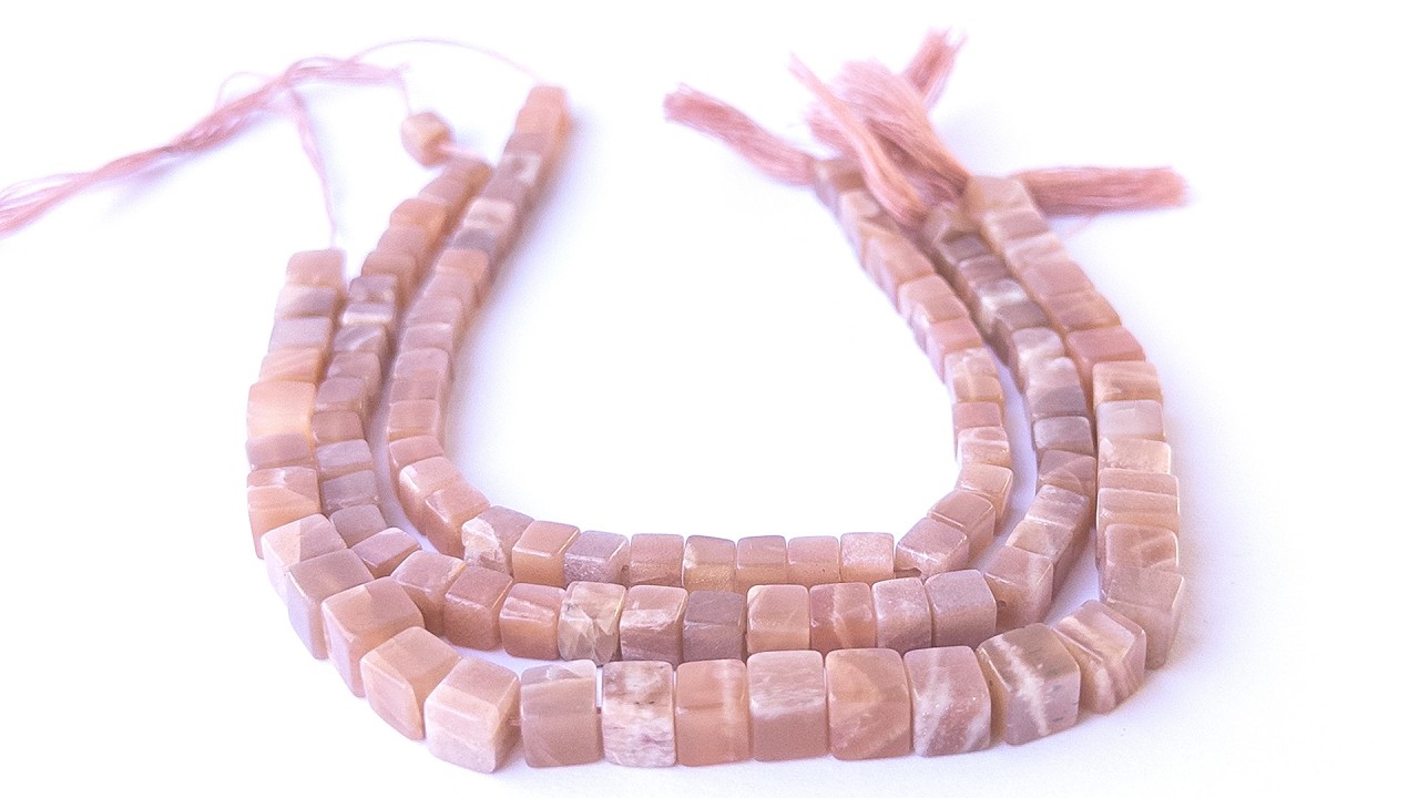 Sunstone | Smooth Cube | Various 5-7mm Bead Size | 20cm Strand Length video