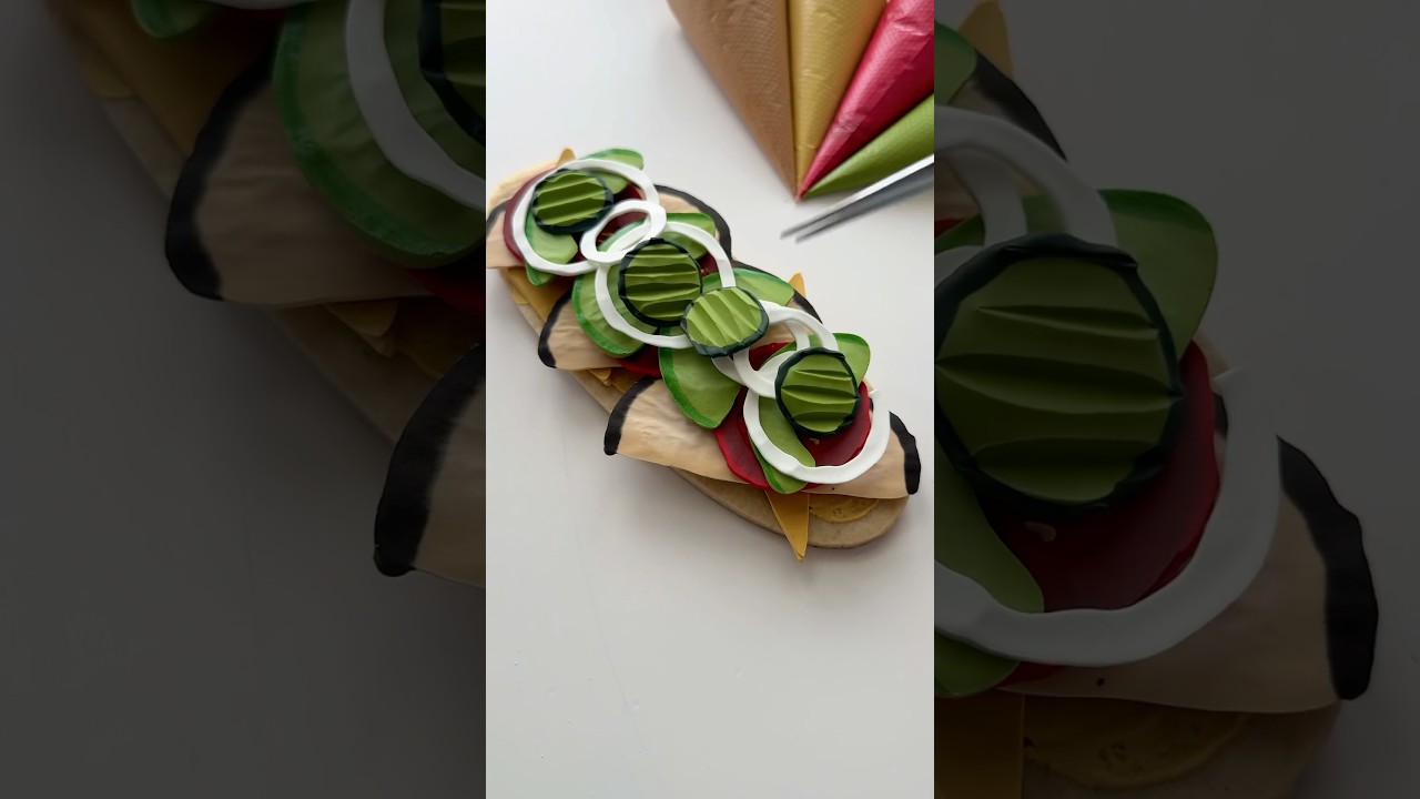 Sub sandwich cookie🥪 royal icing 101 linked in my bio #cookiedecorating #oddlysatisfying #asmr