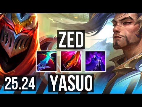 ZED vs YASUO (MID) | Good KDA: 12/1/7 | KR Master | 25.24