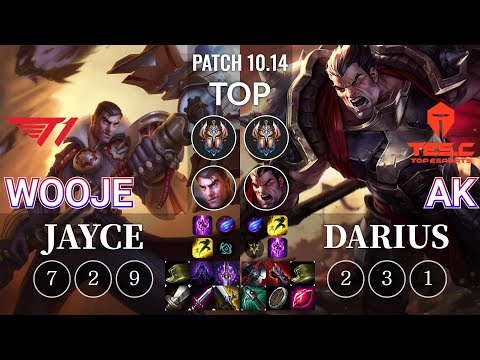 T1 Wooje Jayce vs TES AK Darius Top - KR Patch 10.14