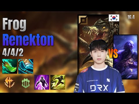 Frog Top Renekton vs Ryze lol KR solo rank Full Game 16.4 | 프로그 레넥톤 vs 라이즈