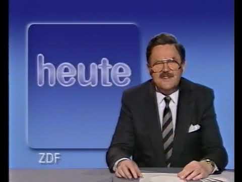 ZDF 29.10.1988 - heute Nachrichten zum Sendeschluss mit Gerhard Klarner, Hymne und Vorschautafeln
