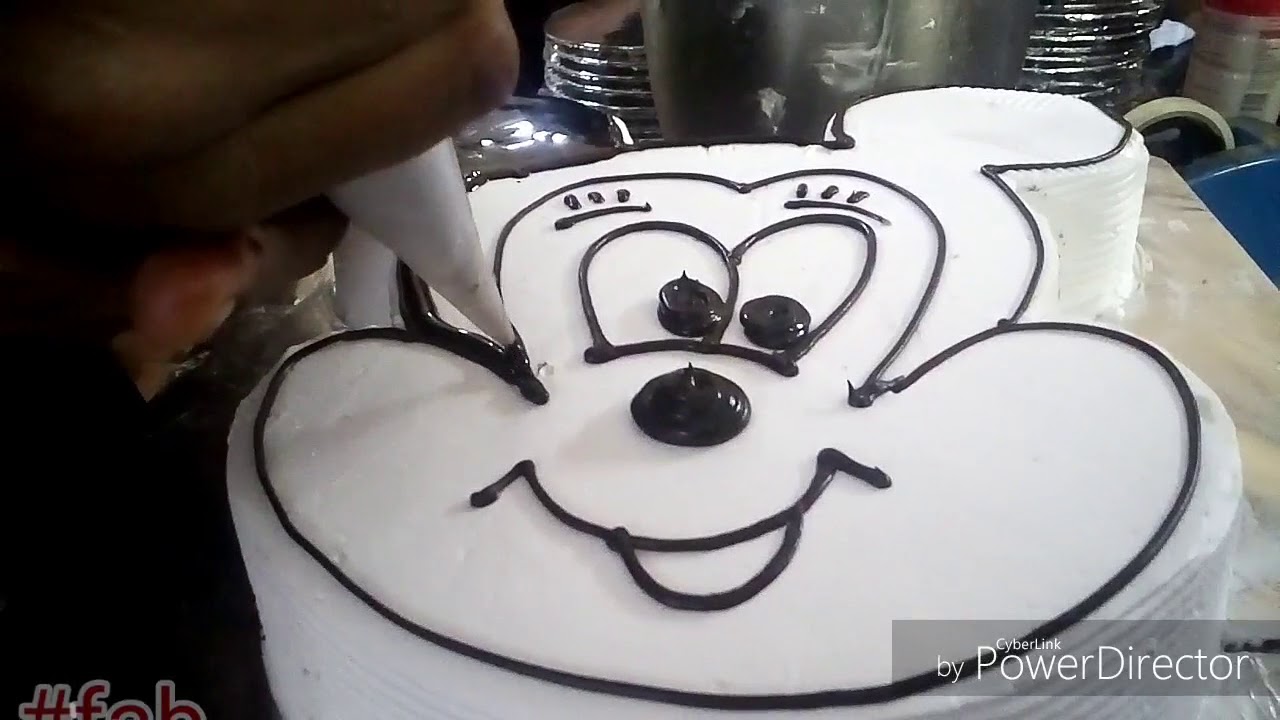 Drawing on cake mickey mouse fresh cream cakes special designs