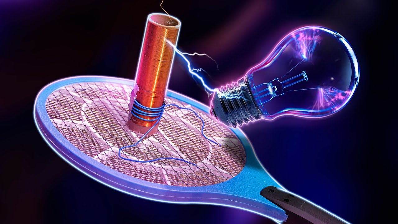 BOBINA de TESLA com RAQUETE de MOSQUITO