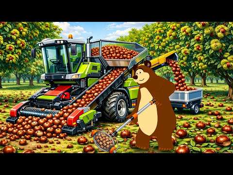 Farm Harvest Overload! 😱🌰 | Epic Chestnut Collecting Machine in Action! | Farm Life Animation