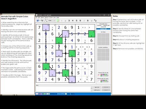 dxSudoku #95 Remote Pairs combined with Simple Colors